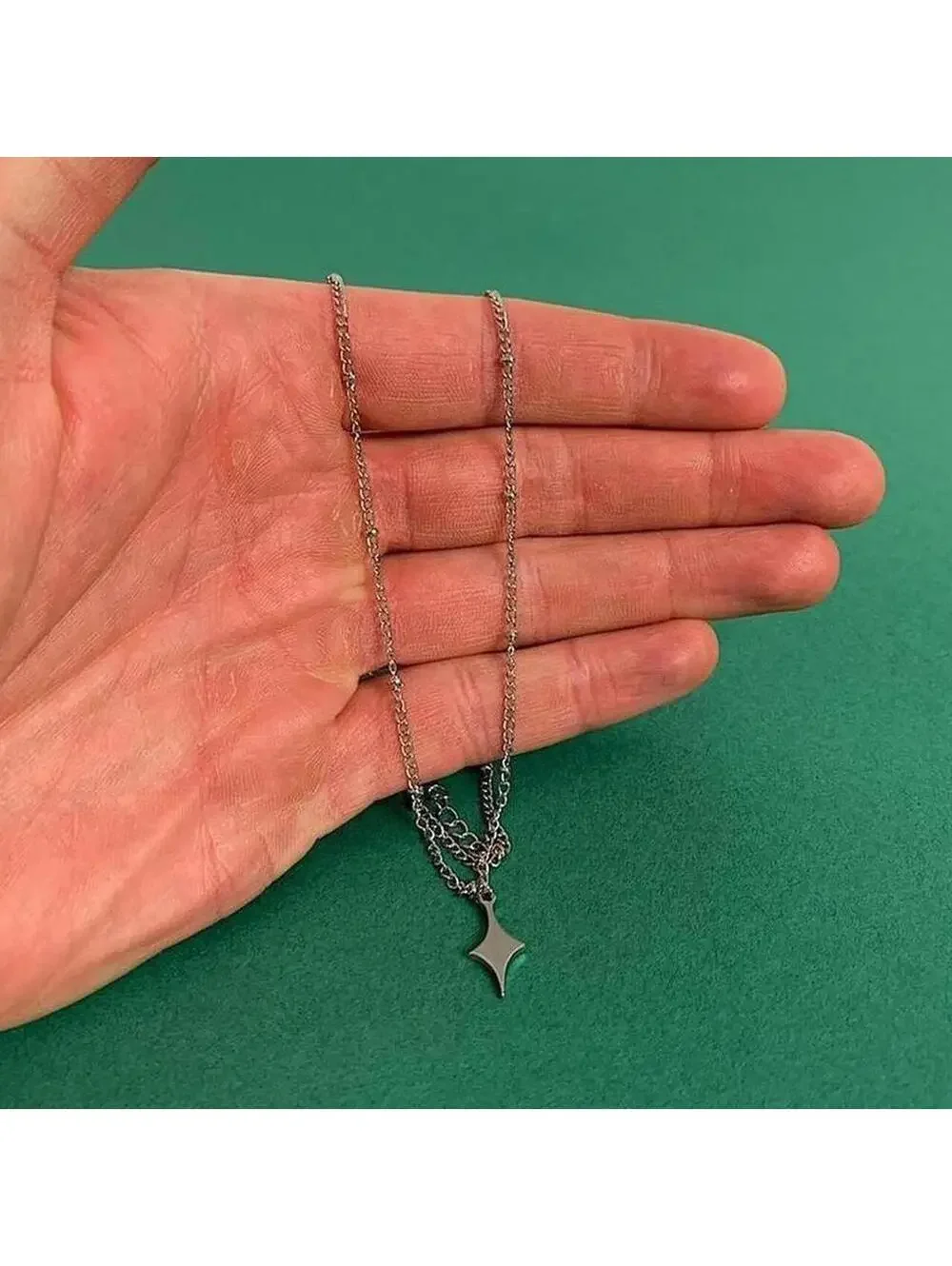Y2K Silver Star Chain Necklace
